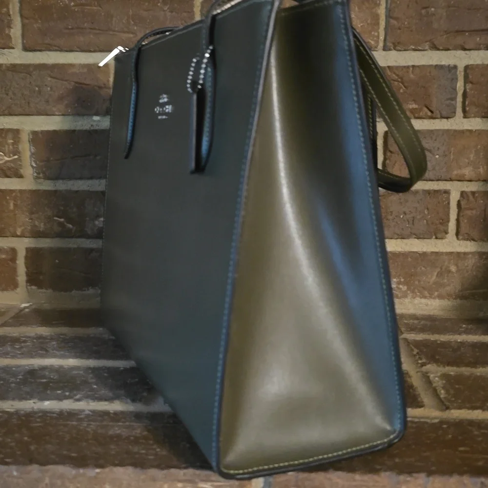 COACH Nina Tote Bag Leather Green - Picture 3 of 9